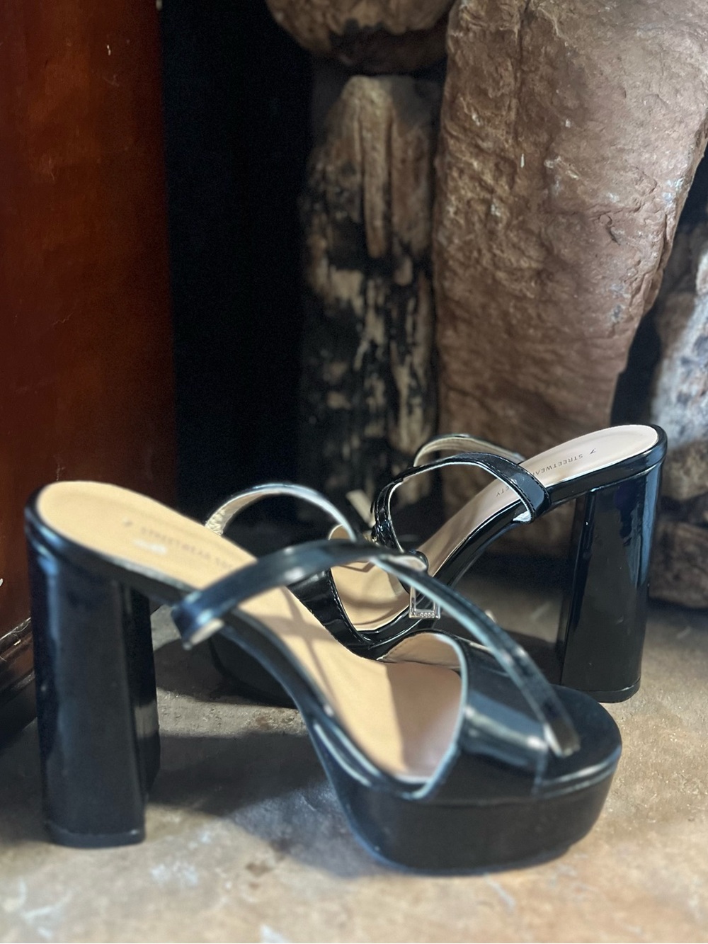 Women’s Black Platform Block Heel Sandals